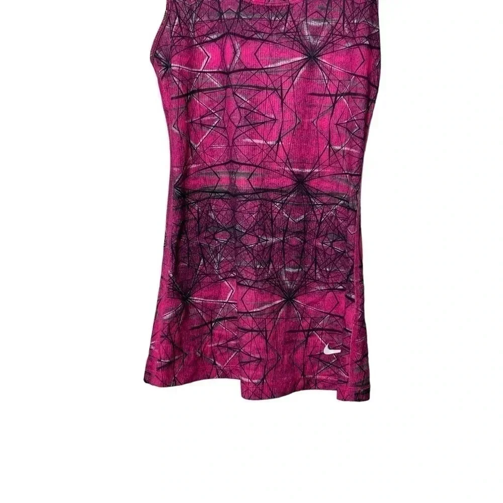 1648. NIKE DRI-FIT WORKOUT TANK TOP PINK/GRAY/BLACK IN COLOR; GEOMETRICAL SHAPES